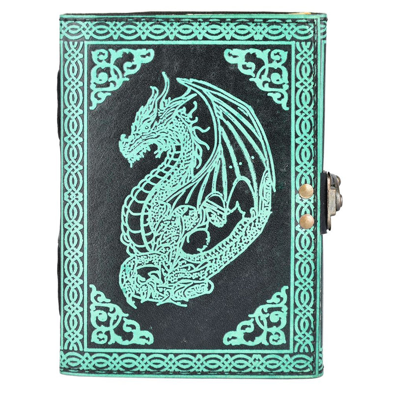 Ancient Green Dragon Protector Embossed Leather Journal - 7" x 5" - Headshop.com