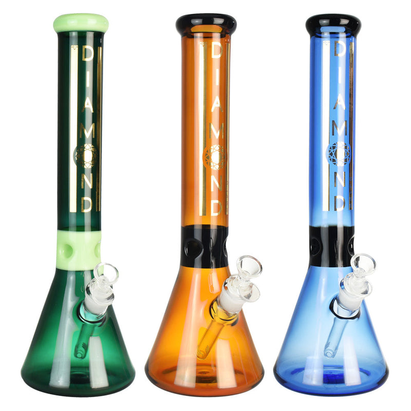 Diamond Glass Peasy Water Pipe - 15.75"/14mm F/Colors Vary - Headshop.com