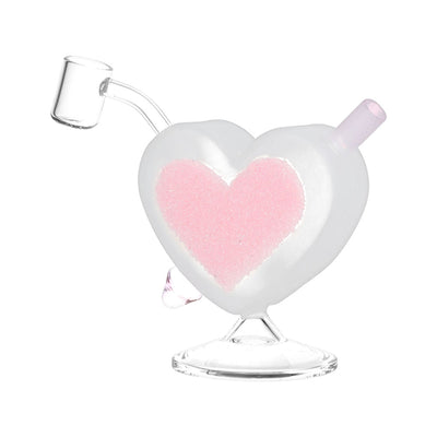 Heart Sparkles Glass Mini Rig - 4.5" / 10mm F / Colors Vary - Headshop.com