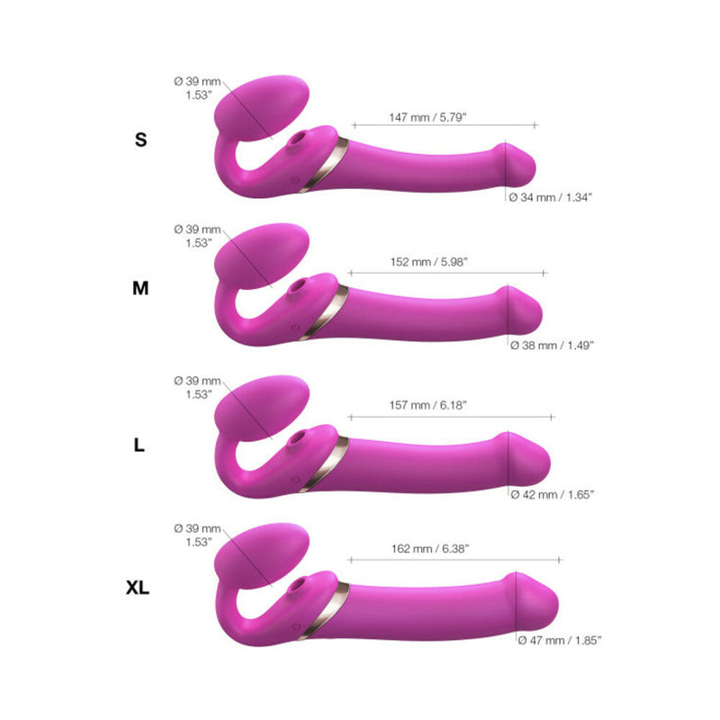 Strap-On-Me Rechargeable Remote-Controlled Multi Orgasm Bendable Strap-On Fuchsia L