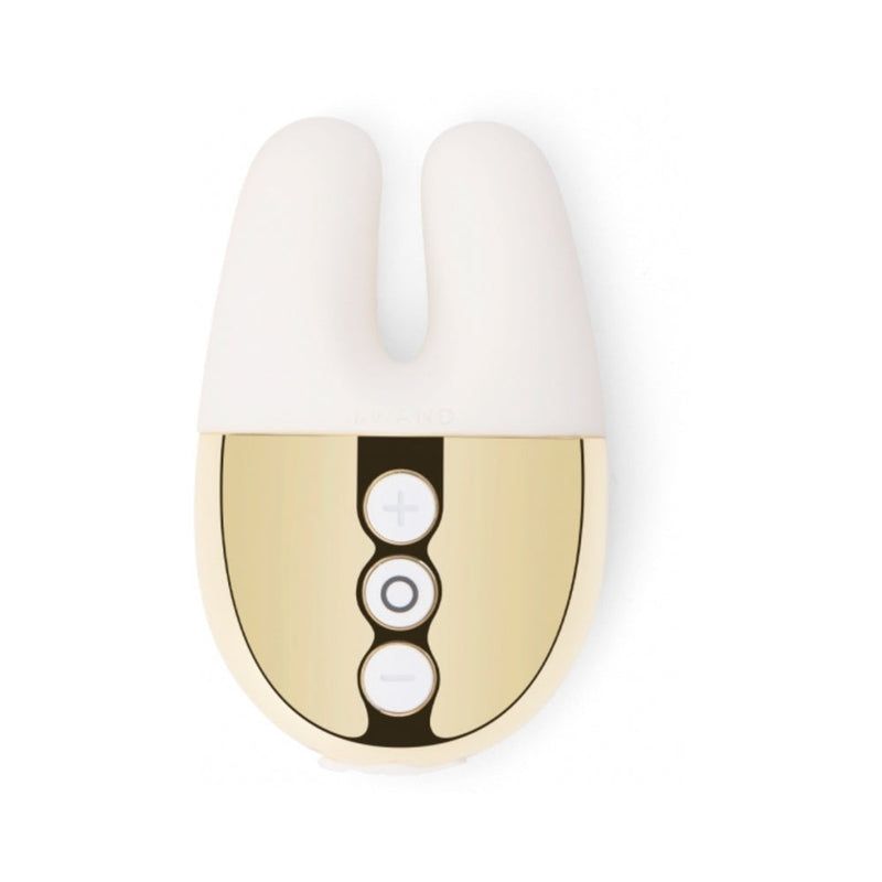 Le Wand Chrome Double Vibe Rechargeable Silicone Mini Vibrator White/Gold