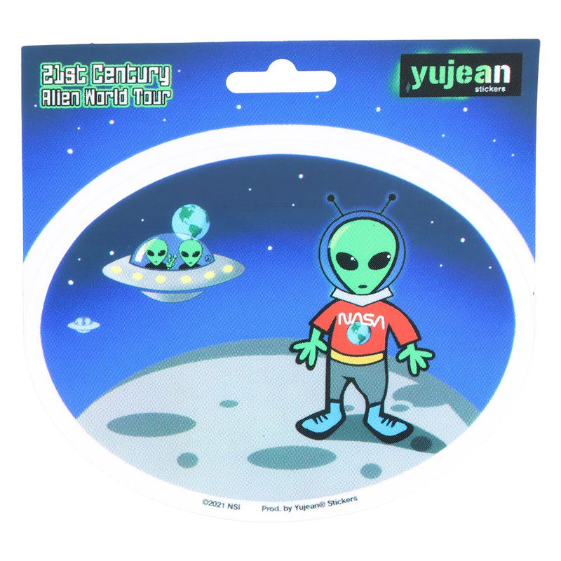 21st Century Alien World Tour On The Moon Oval Sticker - 4.75"x3.6"