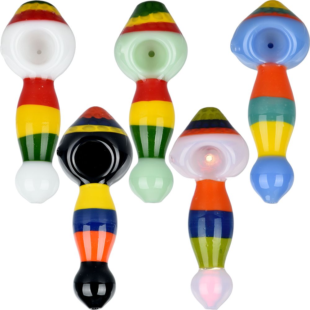 Striped Golf Ball Glass Hand Pipe - 5.25