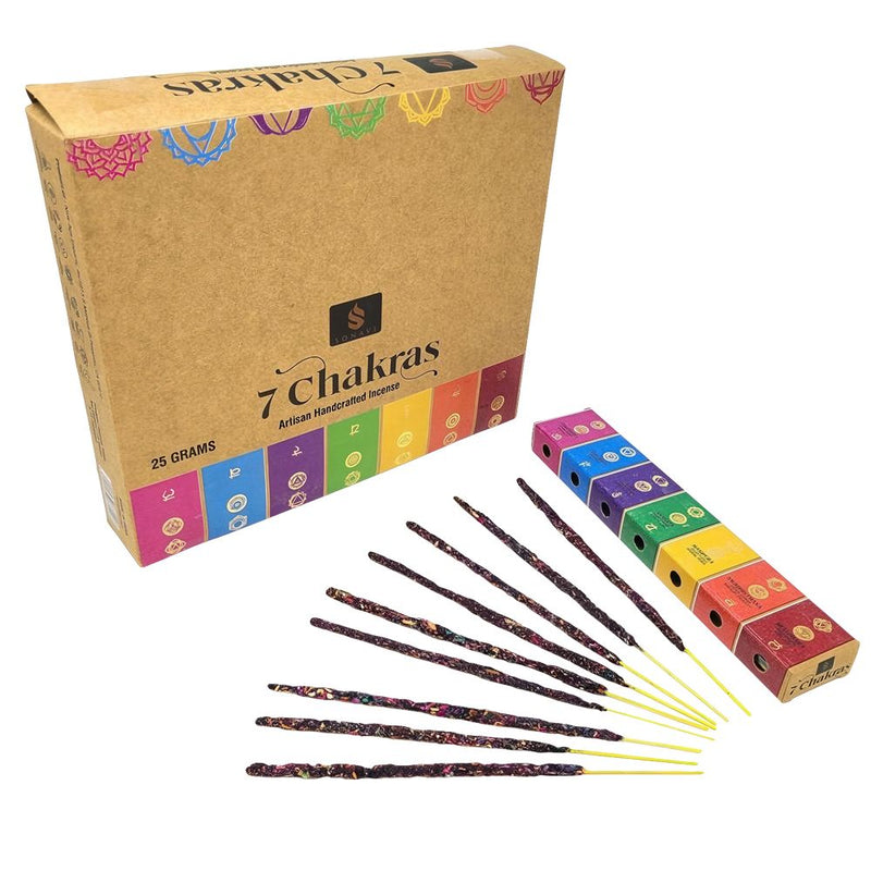 12PK BOX - SONAVI 7 Chakras Artisan Handcrafted Incense Sticks - 25g