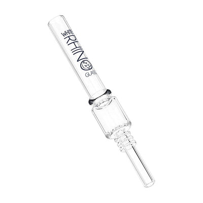 25CT DISPLAY - White Rhino Quartz Dab Straw V4 w/ Silicone Cap - 5"