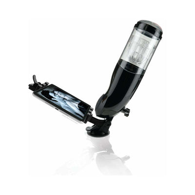 PDX Mega-Bator Ass Rechargeable Rotating Thrusting Stroker With Hands-Free Suction Cup Clear/Black