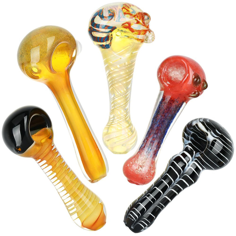 20CT BUNDLE - Elemental Assortment Glass Spoon Pipes - 4" - 5.25" - Headshop.com