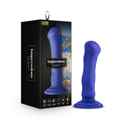 Impressions Santorini Rechargeable Silicone 6.5 in. Vibrating Dildo Blue