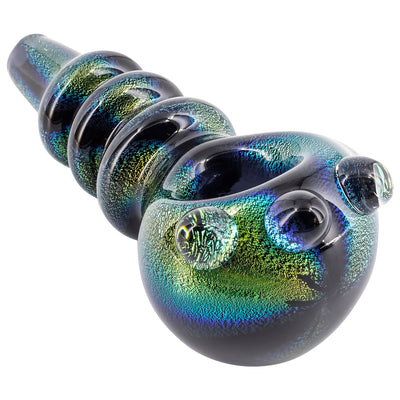 LA Pipes Solid Blue Dichro Maria Ringed Spoon Pipe - Headshop.com