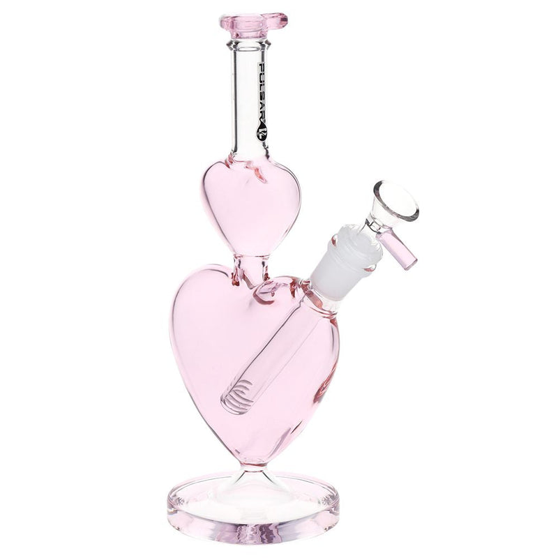 Pulsar Stacked Hearts Glass Water Pipe - 10" / 14mm F