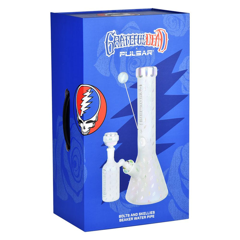 Grateful Dead x Pulsar Bolts And Skellies Glass Beaker Water Pipe Set | 13.75" | 14mm F