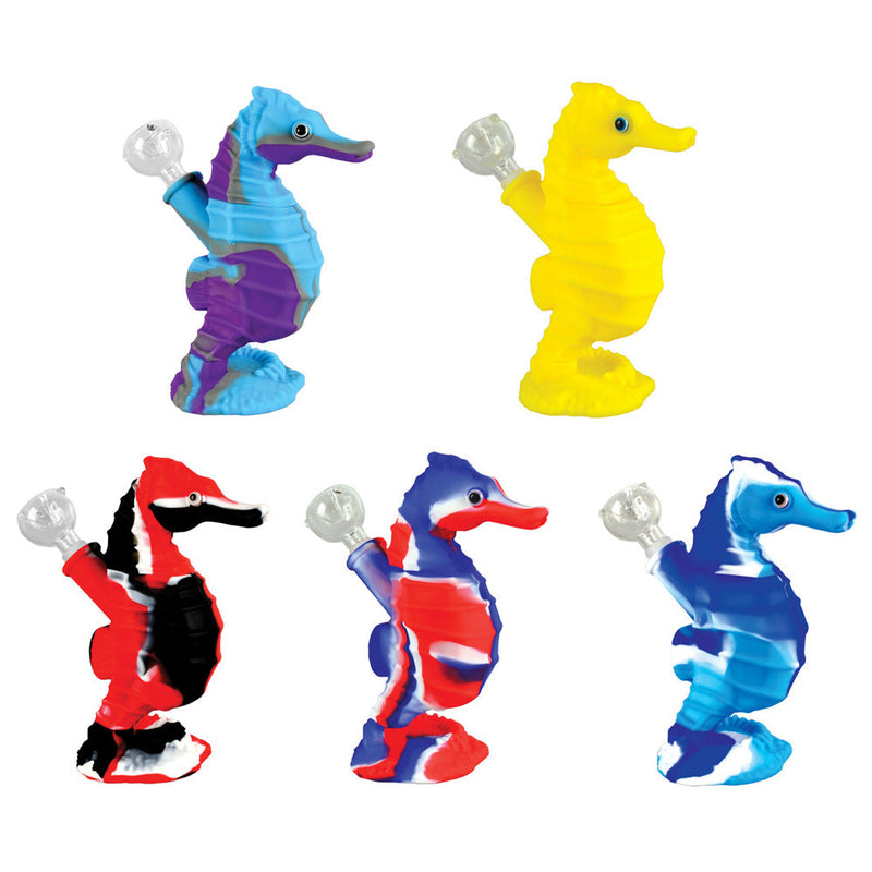 Seahorse Silicone Waterpipe - 6" / Colors Vary - Headshop.com