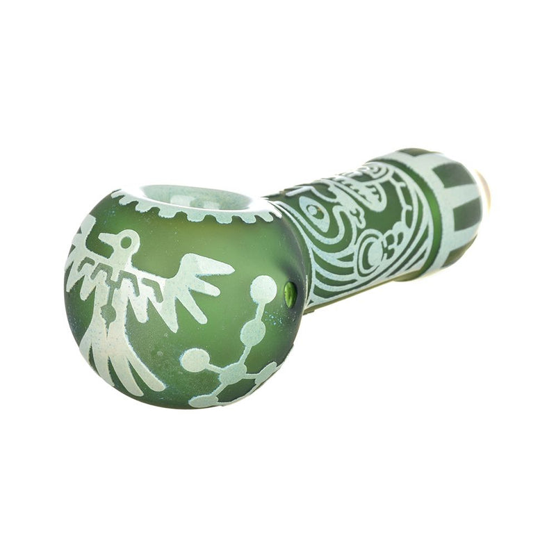 Milkyway Maya Face Sandblasted Glass Spoon Pipe | 4.5" - Headshop.com