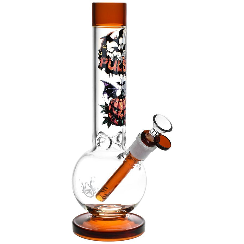 Pulsar Halloween Round Ball Glass Water Pipe - 11.75" / 14mm F