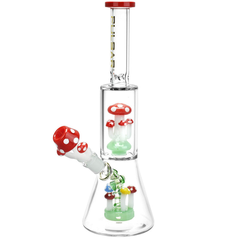 Pulsar Shroom Life Beaker Water Pipe - 11.75" / 14mm F / Red - Headshop.com