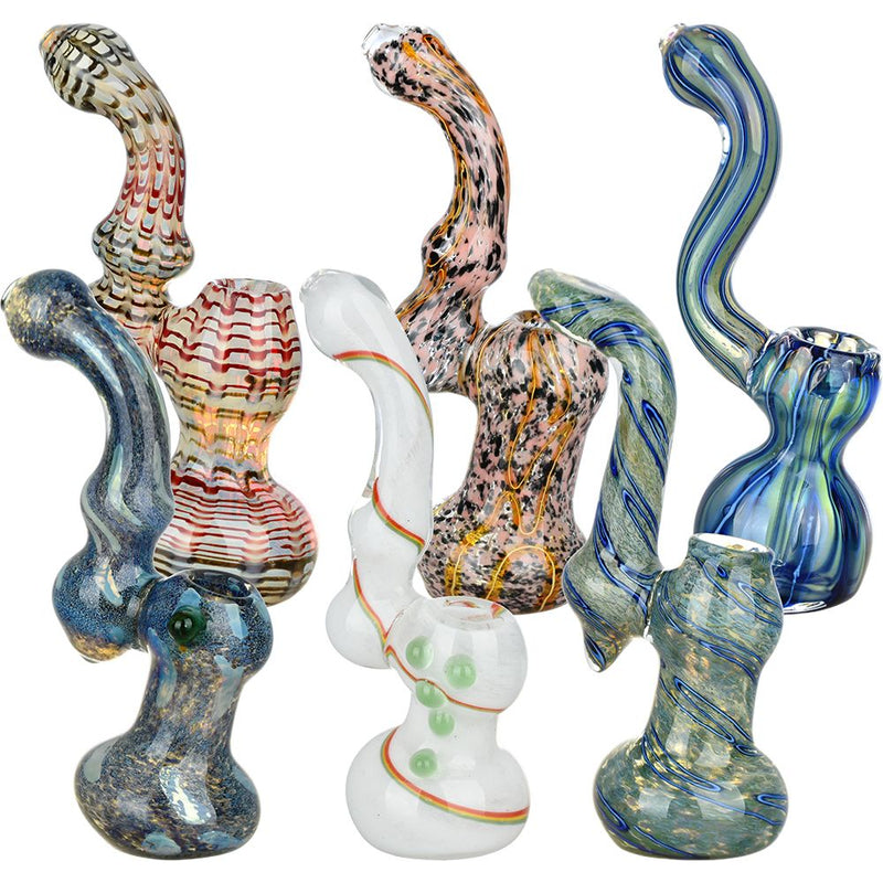 6CT BUNDLE - Large and In Charge Assortment Glass Sherlock Bubblers - 7.25" - 7.75" - Headshop.com