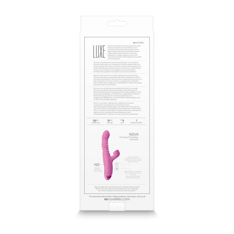 Luxe Nova Rechargeable Thrusting & Throbbing Stimulator Pink