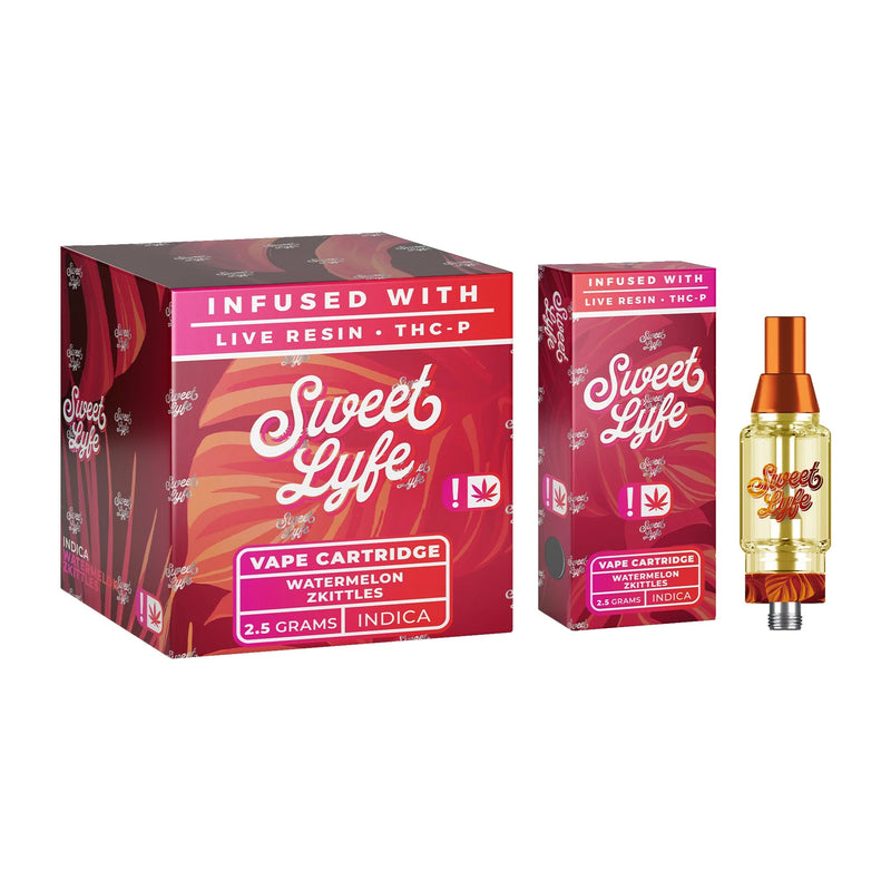 Sweet Lyfe Vape Cartridges 2.5ml w Live Resin Delta-8 + THCP - Watermelon Zkittlez - Indica - Headshop.com