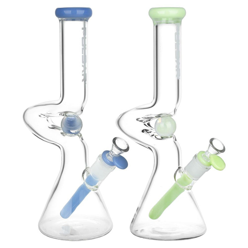 Pulsar Kinked Marble Glass Beaker Water Pipe | 12" | 14mm F - Headshop.com