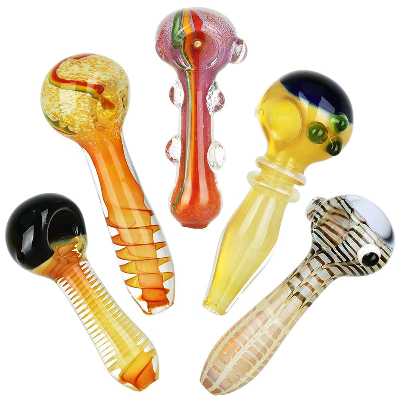 20CT BUNDLE - Elemental Assortment Glass Spoon Pipes - 4" - 5.25" - Headshop.com