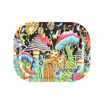 Pulsar Mini Metal Rolling Tray w/ Lid - Garden of Cosmic Delights / 7"x5.5" - Headshop.com