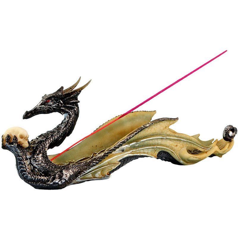 Dragon Holding Skull Incense Burner - Headshop.com