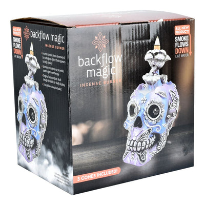 Electro Sugar Skull Back Flow Incense Burner - 6" - Headshop.com