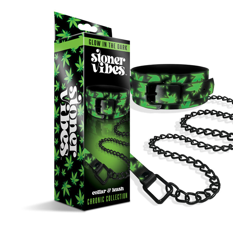 Stoner Vibes Chronic Collection Glow in the Dark Collar and Leash - Headshop.com