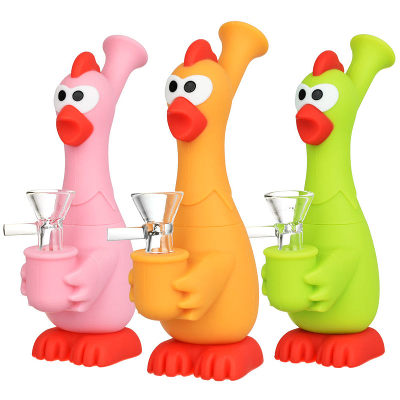 What The Cluck Silicone Water Pipe - 7" / 14mm F / Colors Vary - Headshop.com