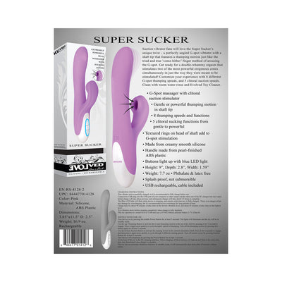 Evolved Super Sucker Rechargeable Thumping Suction Silicone Dual Stimulator Purple