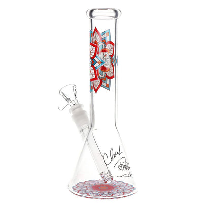 Cheech & Chong Glass Mandala Glow Glass Beaker Water Pipe - 10" / 14mm F