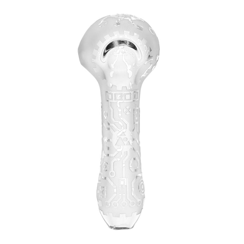 Milkyway Circuitboard Etched Glass Spoon Pipe - 4.25" / Clear - Headshop.com