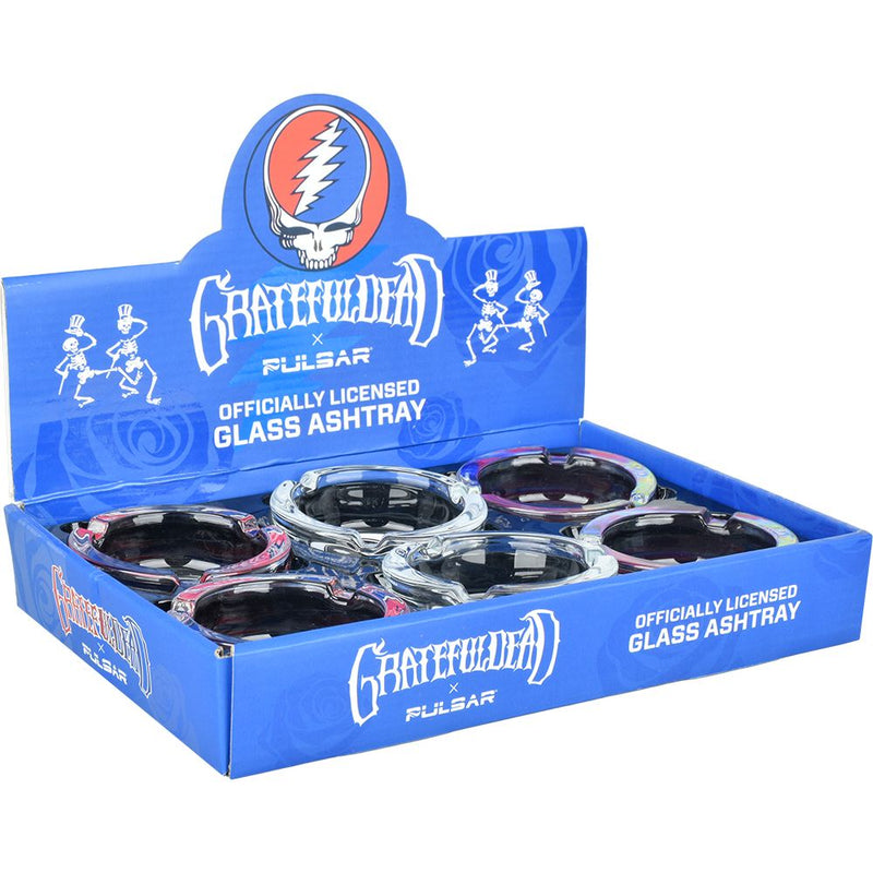 6CT DISP - Grateful Dead x Pulsar Licensed Glass Ashtrays - 3.5" / Assorted Styles - Headshop.com