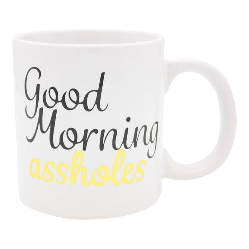 Good Morning Assholes Ceramic Coffee Mug - 22oz - Headshop.com