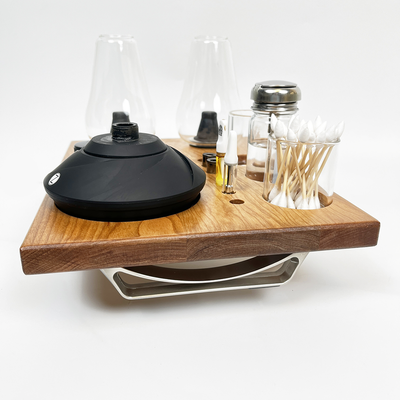 Zenco Sipping Vaporizer Basic All  Wood Tray for Organizing Your Dab Session with ISO Dispenser and Swab Jar - Headshop.com