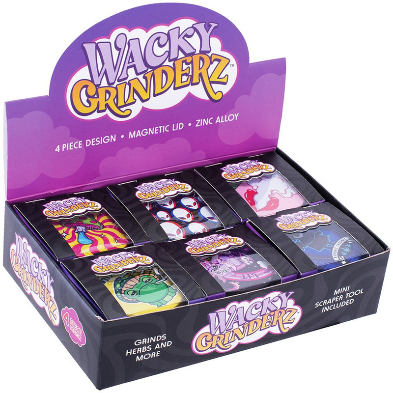 6CT DISPLAY - Wacky Grinderz Classic Wacky Assortment - 2.5" / 4pc / Assorted Designs - Headshop.com