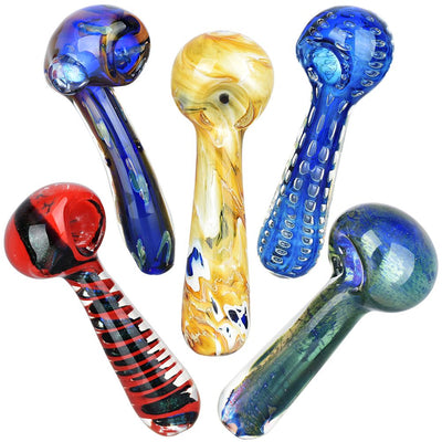 20CT BUNDLE - Deluxe Visions Assortment Glass Spoon Pipes - 4.75" - 5.75" - Headshop.com