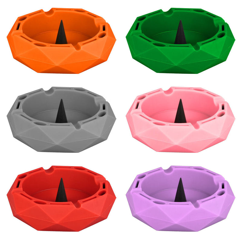 Diamond Colorful Silicone Ashtray - 5" / Colors Vary - Headshop.com