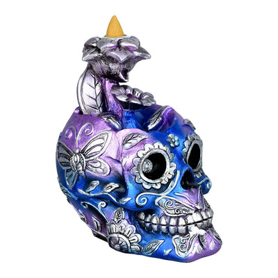 Electro Sugar Skull Back Flow Incense Burner - 6" - Headshop.com