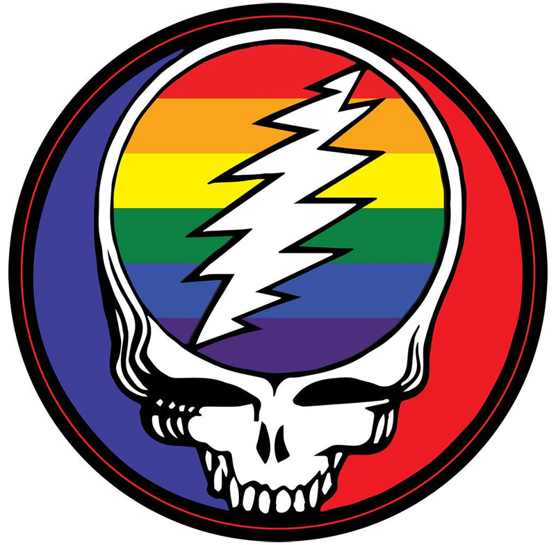 Grateful Dead Steal Your Face Rainbrow Pride Round Sticker - 4.75" x 4.75"