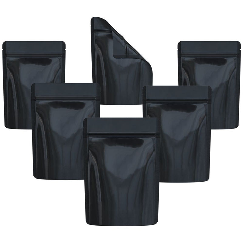 Cannaline Smell Proof Mylar Bags | Black Glossy Solid | 50pc - Headshop.com