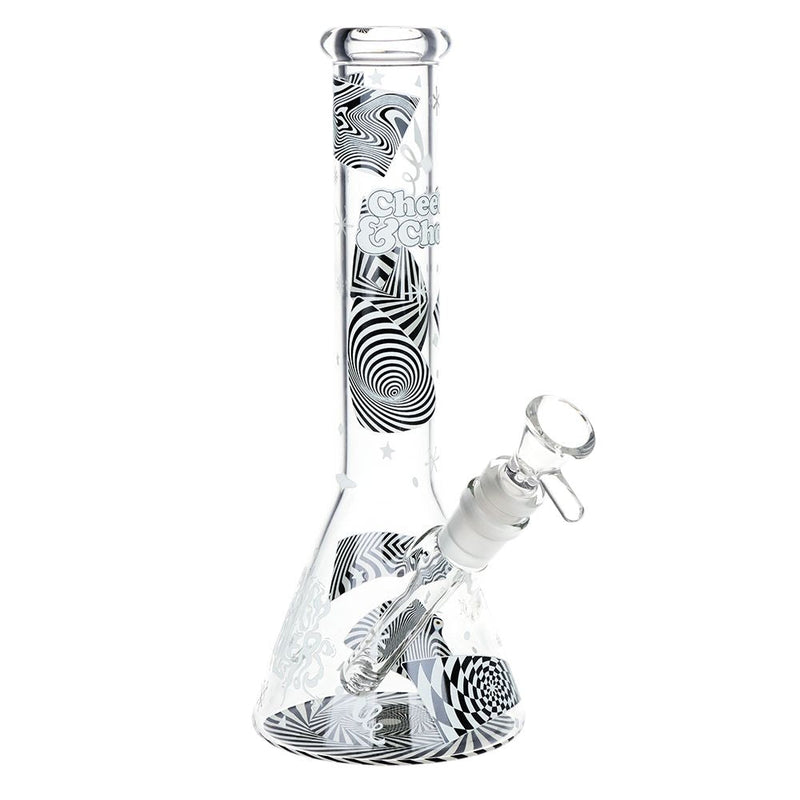 Cheech & Chong Glass Optical Illusion Glow Glass Beaker Water Pipe - 10" / 14mm F