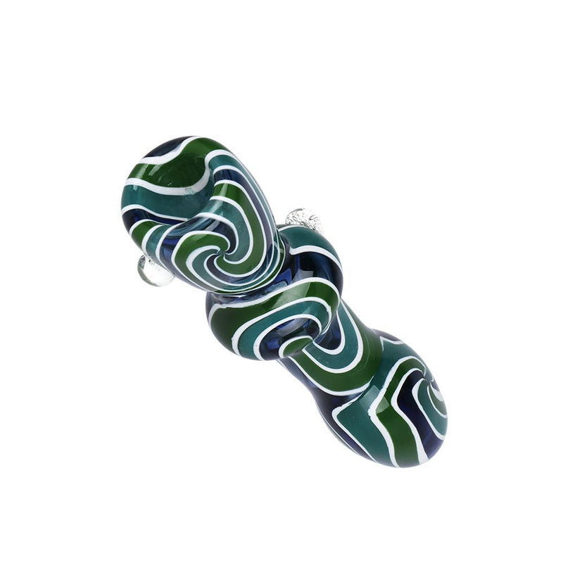 Hypnotist Triplets Wig Wag Swirls Glass Chillum - 4"