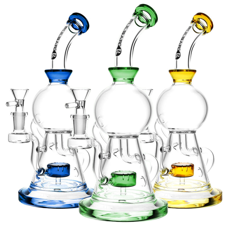 Pulsar Curves Recycler Water Pipe - 10.75"/14mm F/Colors Vary - Headshop.com