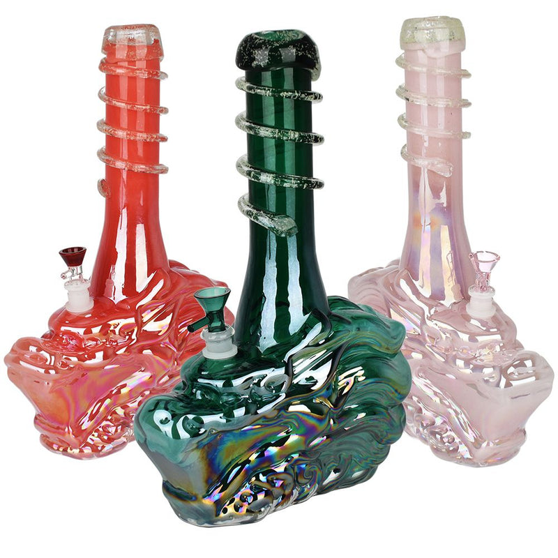 Iridescent Dragon Soft Glass Water Pipe - 14" / 14mm F