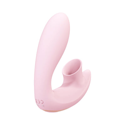 Shots Irresistible Desirable Rechargeable Silicone Soft Pressure Air Wave Dual Stimulator Pink