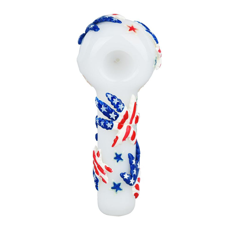 Patriot Leaf Glow In The Dark Glass Spoon Pipe - 5" - Headshop.com