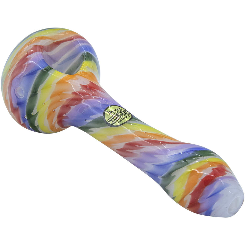 Rainbow Tie-Dye Glass Spoon Pipe on White - Headshop.com