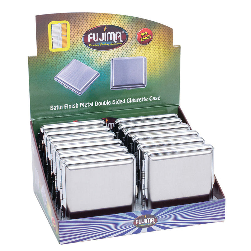 12PC DISP - Fujima Metal Finish Double-Sided Cigarette Case - King Size - Headshop.com