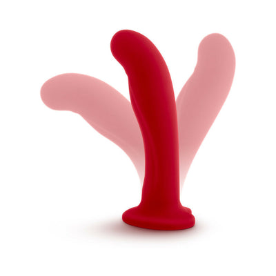 Temptasia Jezebel 6 in. Curved Silicone Dildo with Heart-Shaped Suction Cup Crimson